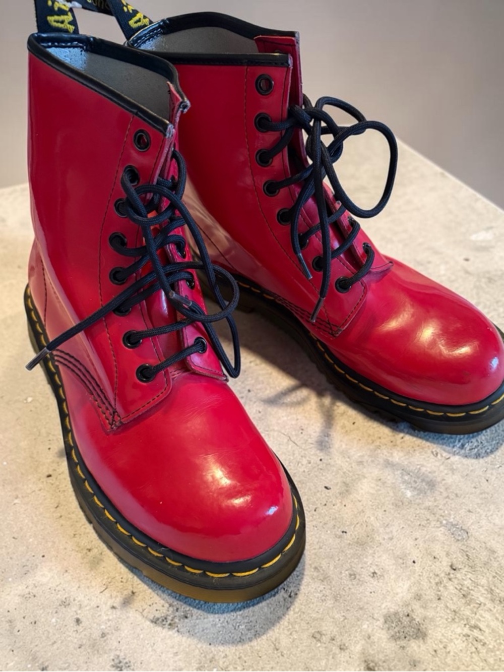 Dr. Martens 1460 Lace-Up Red Patent Boots EU 39 US 8 Women